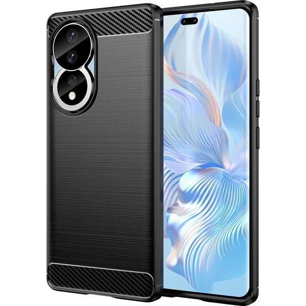 Custodia Per Honor 80 In Morbido Silicone Tpu, Fibra Di Carbonio, Custodia Protettiva Antiurto Nera-image