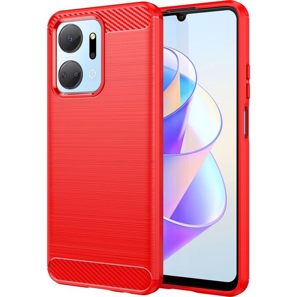 Custodia Per Honor X7A In Silicone Tpu Morbido, Fibra Di Carbonio, Custodia Protettiva Antiurto Rossa-image