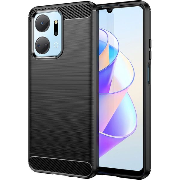 Custodia Per Honor X7A In Silicone Tpu Morbido, Fibra Di Carbonio, Custodia Protettiva Antiurto Nera-image