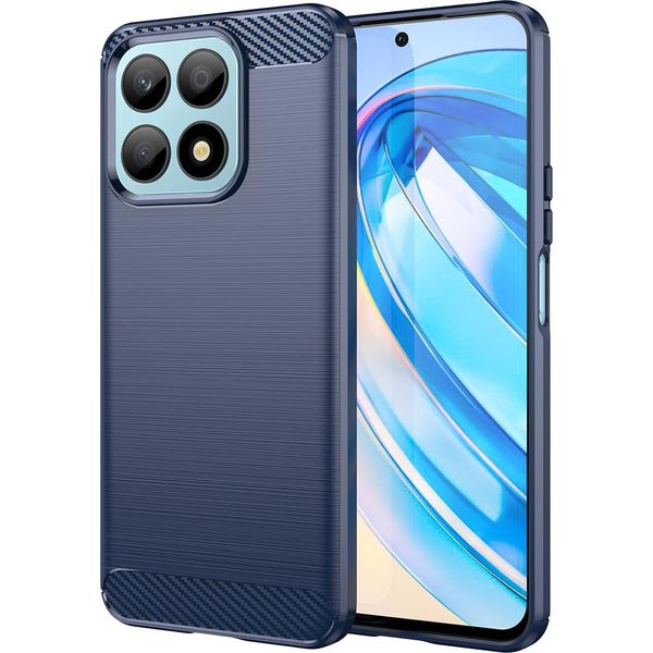 Custodia Per Honor X8A In Silicone Tpu Morbido, Fibra Di Carbonio, Custodia Protettiva Antiurto Blu-image