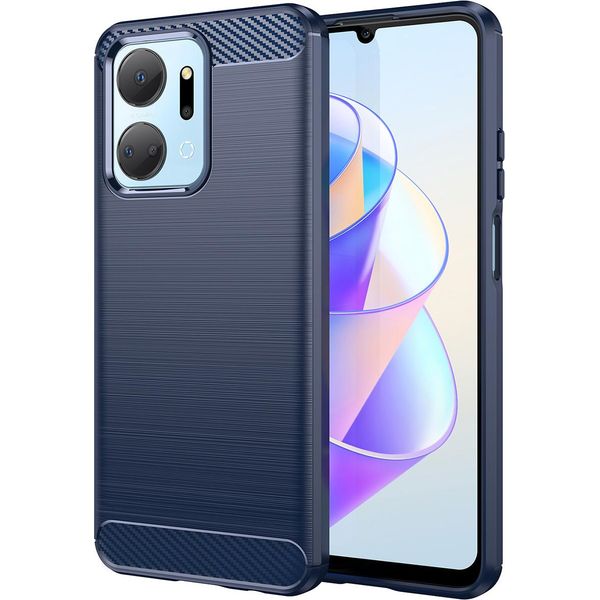 Custodia Per Honor X7A In Silicone Tpu Morbido, Fibra Di Carbonio, Custodia Protettiva Antiurto Blu-image