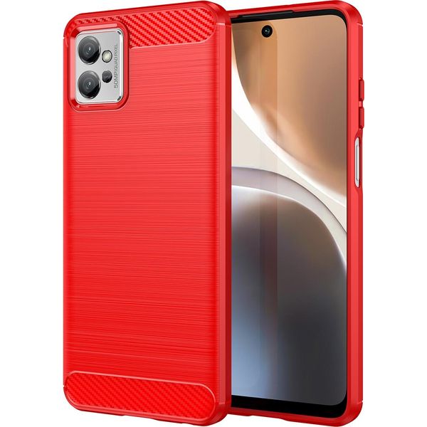 Custodia Per Motorola Moto G32 In Silicone Tpu Morbido, Fibra Di Carbonio, Custodia Protettiva Antiurto Rossa-image