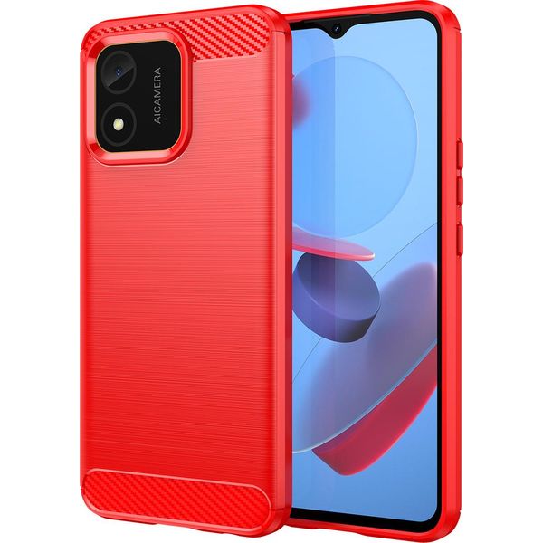 Custodia Per Honor X5 In Silicone Tpu Morbido, Fibra Di Carbonio, Custodia Protettiva Antiurto Rossa-image