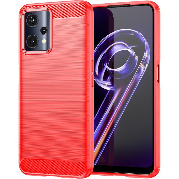 Custodia Per Realme 9 5G In Silicone Tpu Morbido, Fibra Di Carbonio, Custodia Protettiva Antiurto Rossa-image