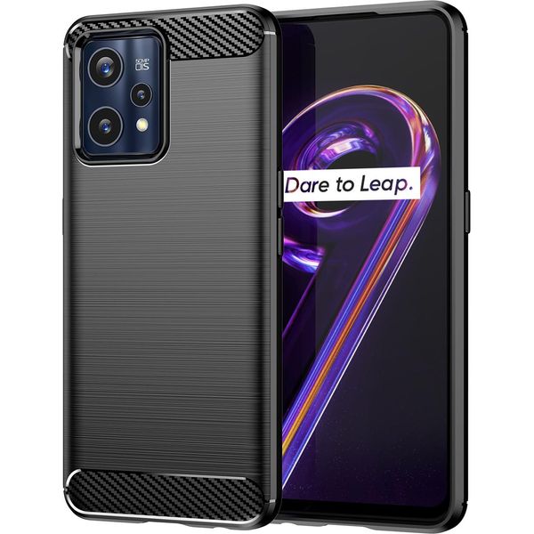 Custodia Per Realme 9 In Silicone Tpu Morbido, Fibra Di Carbonio, Custodia Protettiva Antiurto Nera-image