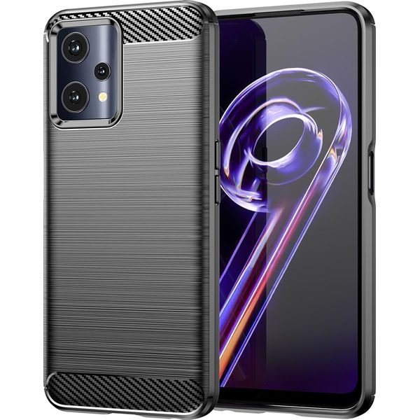 Custodia Per Realme 9 Pro In Silicone Tpu Morbido, Fibra Di Carbonio, Custodia Protettiva Antiurto Nera-image