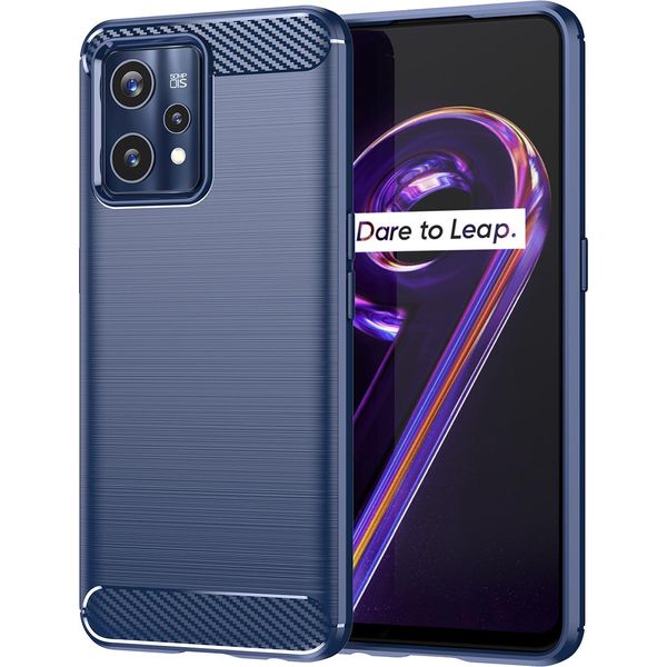 Custodia Per Realme 9 In Silicone Tpu Morbido, Fibra Di Carbonio, Custodia Protettiva Antiurto Blu-image