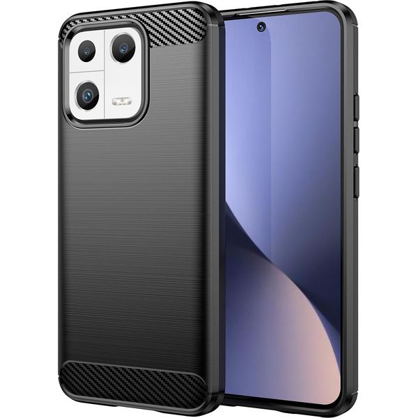 Custodia Per Xiaomi 13 In Silicone Tpu Morbido, Fibra Di Carbonio, Custodia Protettiva Antiurto Nera-image
