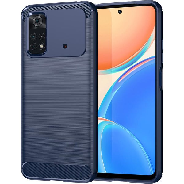Custodia Per Xiaomi Poco M4 Pro 4G In Silicone Tpu Morbido, Fibra Di Carbonio, Custodia Protettiva Antiurto Blu-image