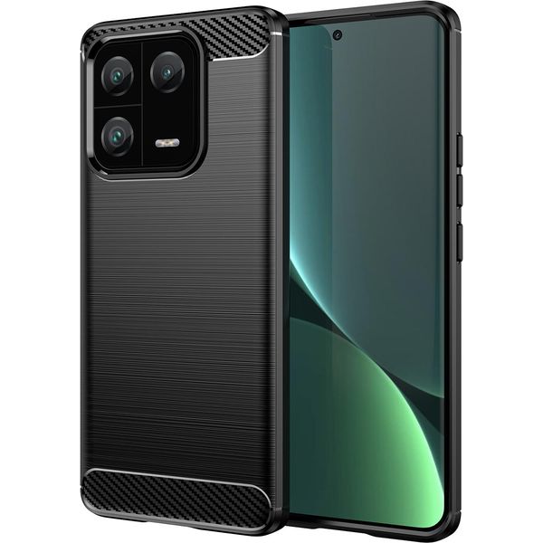 Custodia Per Xiaomi 13 Pro In Silicone Tpu Morbido, Fibra Di Carbonio, Custodia Protettiva Antiurto Nera-image