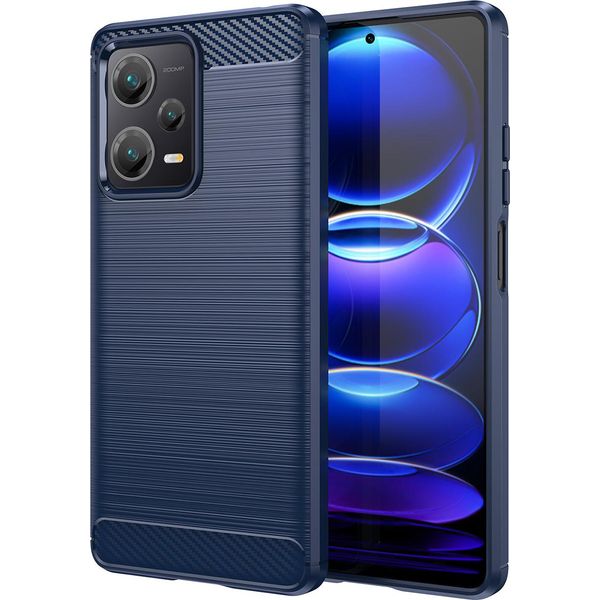 Custodia Per Xiaomi Redmi Note 12 Pro+ In Silicone Tpu Morbido, Fibra Di Carbonio, Custodia Protettiva Antiurto Blu-image