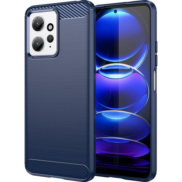 Custodia Per Xiaomi Redmi Note 12 4G In Silicone Tpu Morbido, Fibra Di Carbonio, Custodia Protettiva Antiurto Blu-image