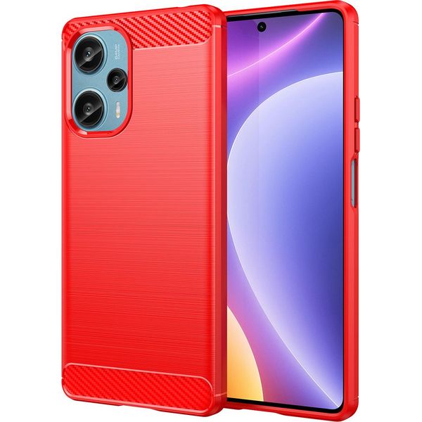 Custodia Per Xiaomi Redmi Note 12 Turbo In Silicone Tpu Morbido, Fibra Di Carbonio, Custodia Protettiva Antiurto Rossa-image