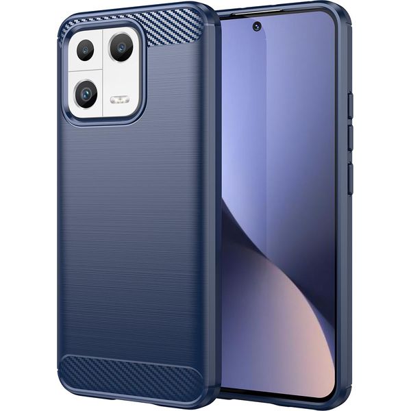 Custodia Per Xiaomi 13 In Silicone Tpu Morbido, Fibra Di Carbonio, Custodia Protettiva Antiurto Blu-image