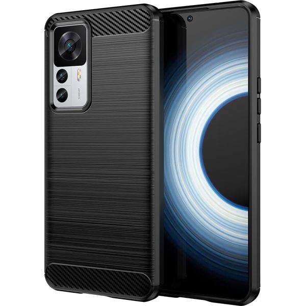 Custodia Per Xiaomi Redmi K50 Ultra Morbido Silicone Tpu, Fibra Di Carbonio, Custodia Protettiva Antiurto Nero-image