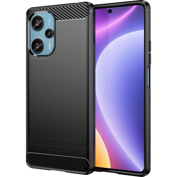 Custodia Per Xiaomi Redmi Note 12 Turbo In Silicone Tpu Morbido, Fibra Di Carbonio, Custodia Protettiva Antiurto Nera-image