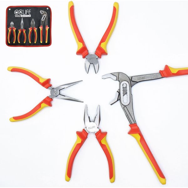 Cclife Set Di Pinze Professionali Da 4 Pezzi Pinze Combinate Pinze Ad Ago Pinze Diagonali Pinze Per Pompe Dell'acqua-image