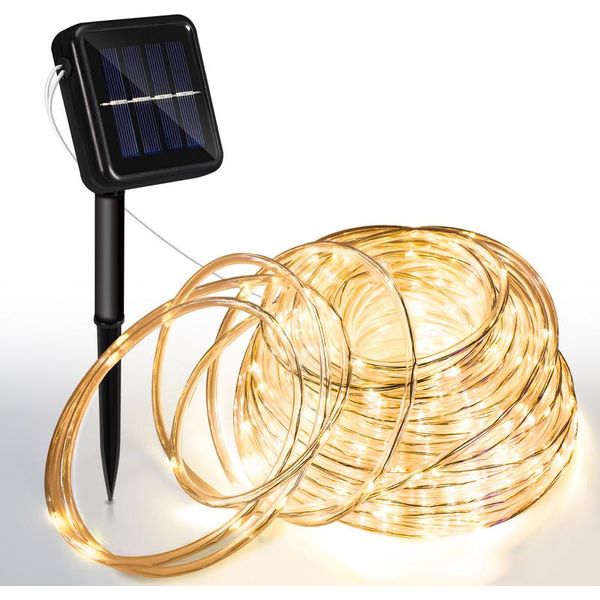 Swanew Luce Solare A Corda Led Luce A Corda Per Esterni Luci Fiabesche Bianco Caldo 30M-image