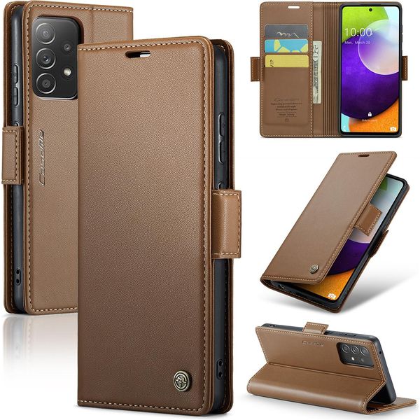 Galaxy A52 5G Case, Rfid Blocking Card, Advanced Flip Custodia In Pelle Con Funzione Stand Per Samsung Galaxy A52 / A52 5G / A52S 5G Brown-image