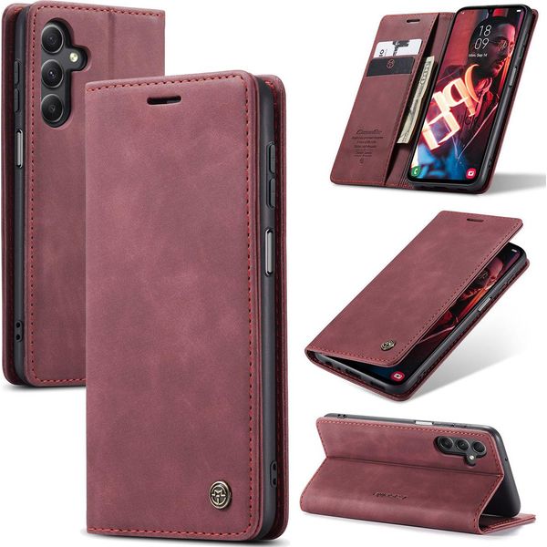 Custodia Galaxy A24 4G, Custodia Retrò In Finto Cuoio Con Funzione Stand Per Samsung Galaxy A24 4G Rosso-image