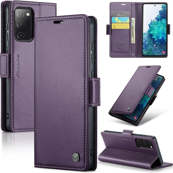 Custodia Galaxy S20 Fe, Custodia In Pelle Con Funzione Stand Per Samsung Galaxy S20 Fe Viola-image