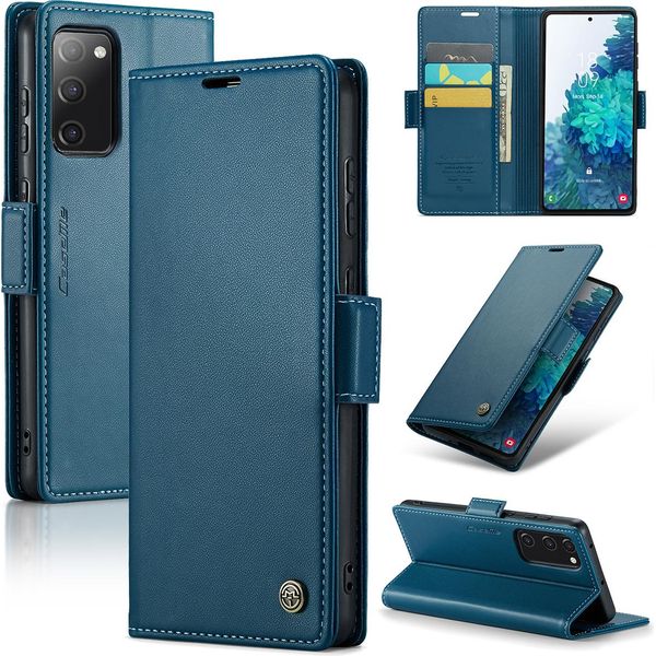 Custodia Galaxy S20 Fe, Custodia In Pelle Con Funzione Stand Per Samsung Galaxy S20 Fe Blu-image