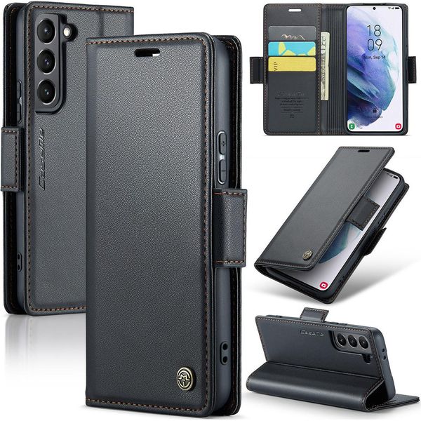 Galaxy S21+ 5G Case, Rfid Blocking Card, Advanced Flip Custodia In Pelle Con Funzione Stand Per Samsung Galaxy S21+ 5G Nero-image