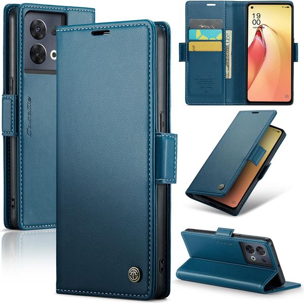 Custodia Oppo Reno8 Pro, Custodia In Pelle Con Funzione Stand Per Oppo Reno8 Pro Blu-image