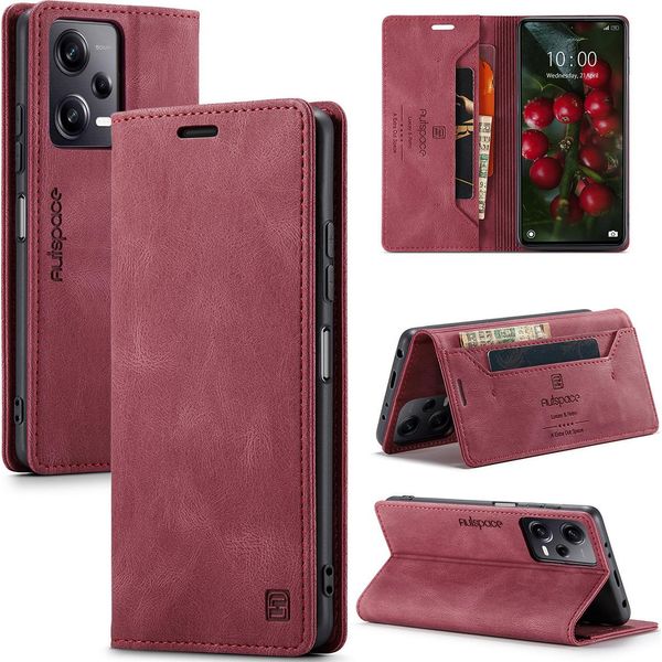Custodia Redmi Note 12 Pro, Custodia Retrò In Finto Cuoio, Supporto E Custodia Protettiva Per Xiaomi Redmi Note 12 Pro 5G Red-image