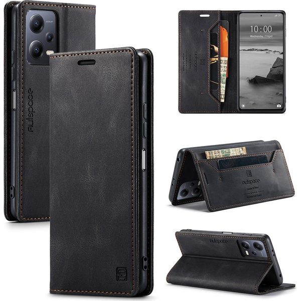 Redmi Note 12 Case, Retro Custodia In Finto Cuoio, Stand E Custodia Protettiva Per Xiaomi Redmi Note 12 5G Nero-image