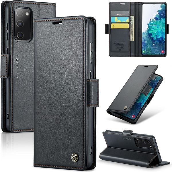 Custodia Galaxy S20 Fe, Carta Di Blocco Rfid, Custodia In Pelle Avanzata Con Funzione Stand Per Samsung Galaxy S20 Fe Nero-image