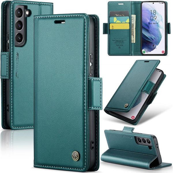 Custodia Galaxy S21 5G, Carta Di Blocco Rfid, Custodia In Pelle Avanzata Con Funzione Stand Per Samsung Galaxy S21 5G Verde-image