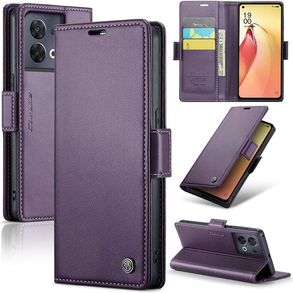 Custodia Oppo Reno8 Pro, Custodia In Pelle Con Funzione Stand Per Oppo Reno8 Pro Viola-image