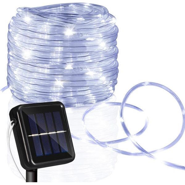Jopassy Luce Solare A Corda Filo Giardino Luci Fata Led Luce A Corda-Bianco Freddo-10M-image