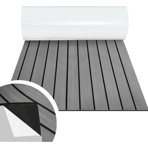 Fiqops Pavimentazione Tappetino Teak Decking Barca Marina Pavimentazione Eva Schiuma Antiscivolo, Per Le Barche Yacht Pavimentazione Marina, 1Pcs 240X90Cm Striscia (Grigio)-image