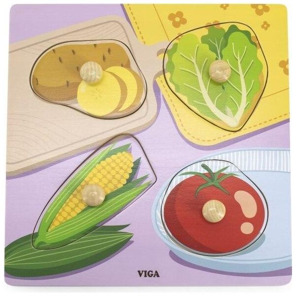 Viga Puzzle In Legno Con Pioli Verdure-image