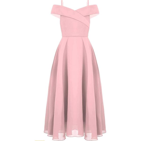 Elegante Abito Da Cerimonia Lungo Per Bambine Taglia 140 Cm - Perfetto Come Abito Da Damigella, Abito Da Damigella D'onore, Abito Estivo In Chiffon E Abito Da Festa Per Matrimoni E Sfilate-image