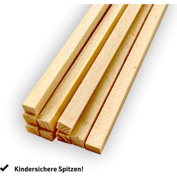 Bastoncini Di Legno Quadrati 300X6X6 Mm Per L'artigianato E La Casa (100 Pezzi)-image