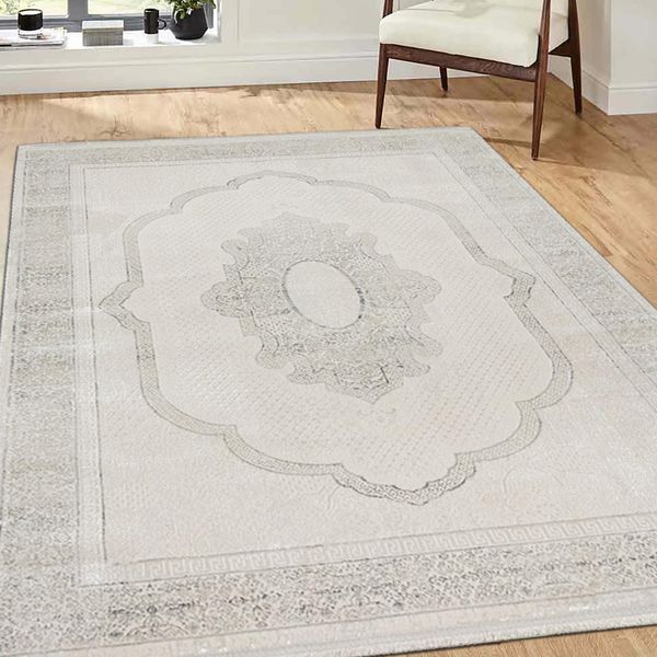 Tappeto Orientale Di Design Discreto-Moderno Incantevole Ornamento Grigio Dimensioni - 120 X 170 Cm-image