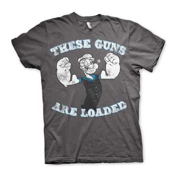 Popeye - Maglietta "These Guns Are Loaded"" - Media - Grigio Scuro"-image