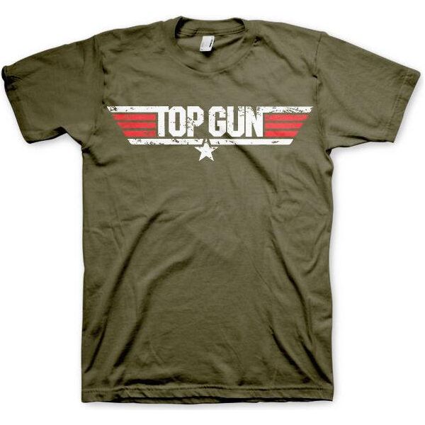 Maglietta Top Gun Con Logo Invecchiato - Xx-Large - Olive-image