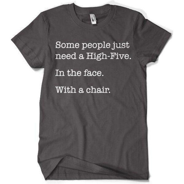 Maglietta "Some People Just Need A High Five"" - Large - Grigio Scuro"-image