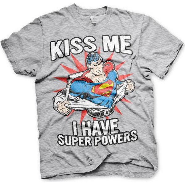 Maglietta Kiss Me - I Have Super Powers - Small - Heather-Grey-image