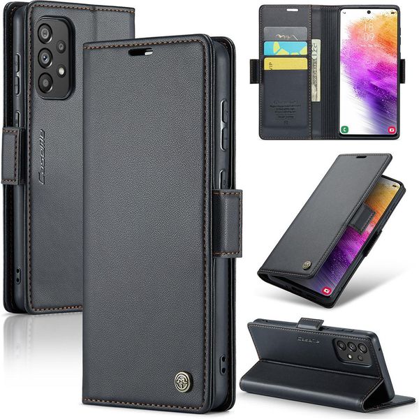 Galaxy A73 5G Case, Rfid Blocking Card, Advanced Flip Custodia In Pelle Con Funzione Stand Per Samsung Galaxy A73 5G Nero-image