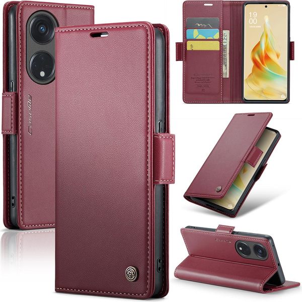 Custodia Oppo Reno8 T 5G, Custodia In Pelle Con Supporto Per Oppo Reno8 T 5G Rosso-image