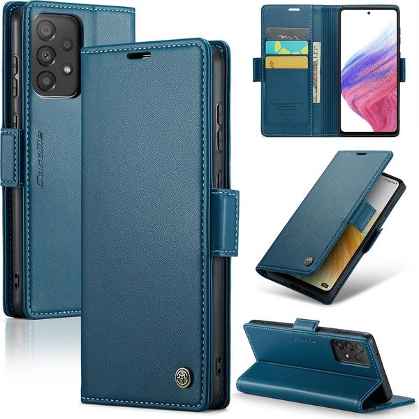 Custodia Galaxy A53 5G, Custodia In Pelle Con Supporto Per Samsung Galaxy A53 5G Blu-image