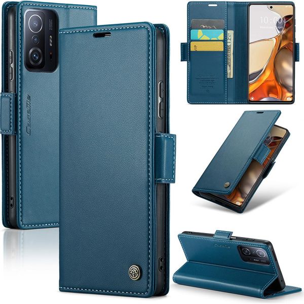 Xiaomi 11T Pro Case, Rfid Blocking Card, Advanced Flip Custodia In Pelle Con Funzione Stand Per Xiaomi 11T / 11T Pro Blu-image