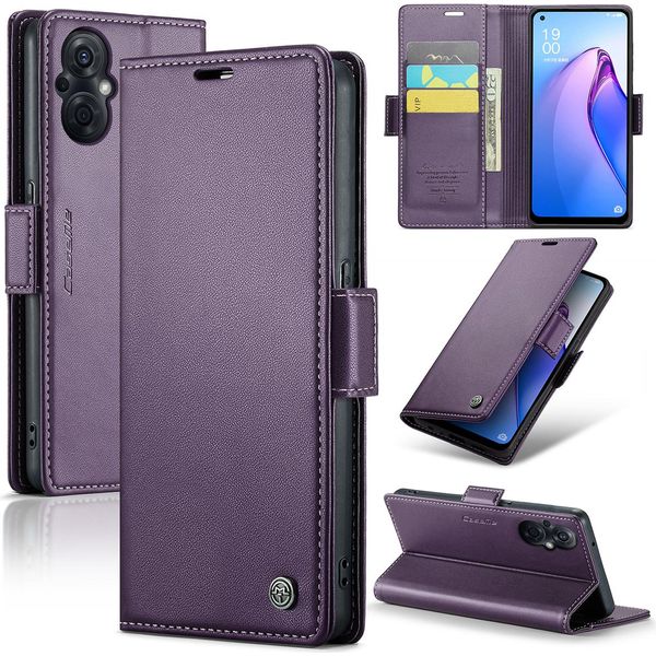 Custodia Oppo Reno8 Z, Rfid Blocking Card, Custodia In Pelle Avanzata Con Funzione Stand Per Oppo Reno7 Z 5G /Reno7 Lite /Reno8 Lite /F21 Pro 5G /Reno8 Z Viola-image