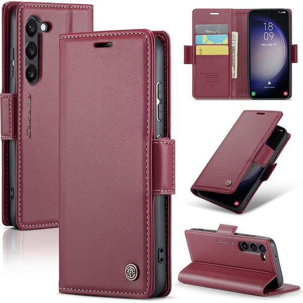 Galaxy S23+ 5G Case, Rfid Blocking Card, Advanced Flip Custodia In Pelle Con Funzione Stand Per Samsung Galaxy S23+ 5G Rosso-image