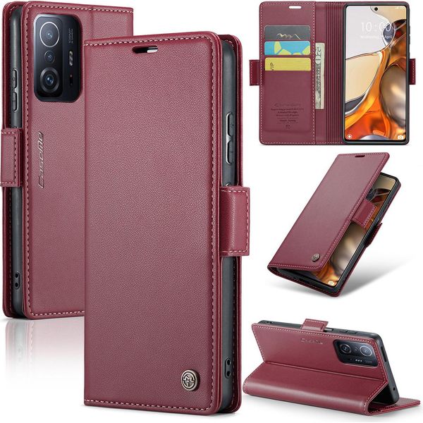 Xiaomi 11T Pro Case, Custodia In Pelle Con Funzione Stand Per Xiaomi 11T / 11T Pro Red-image